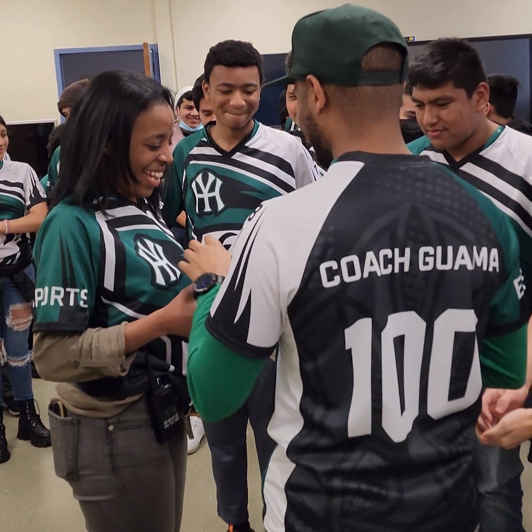 Group of Yankees Esports players in their custom jerseys